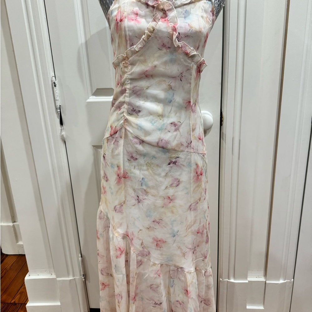 Floral Strapless Maxi Dress Fairycore Coquette Size S